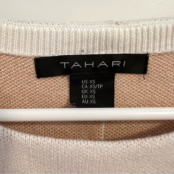 Tahari Sweater Crew Neck Long Sleeve Cream Tan Red Plaid Womens Size XS NWT - Picture 4 of 4